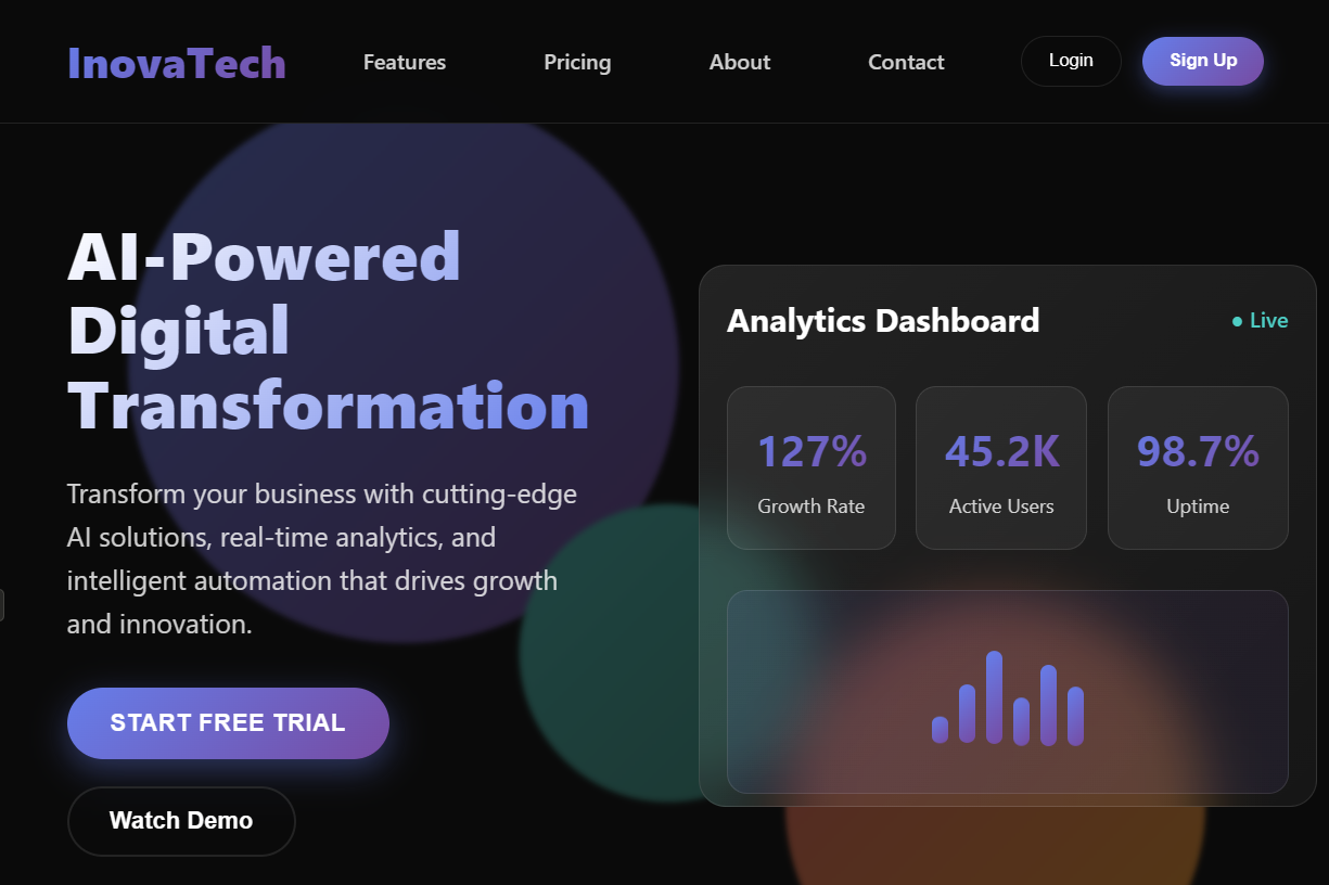 Preview da plataforma SaaS da InovaTech Solutions